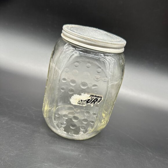 Other - Vintage 1930s Art Deco Glass Canister Jar Lid Small Storage Container Flour?